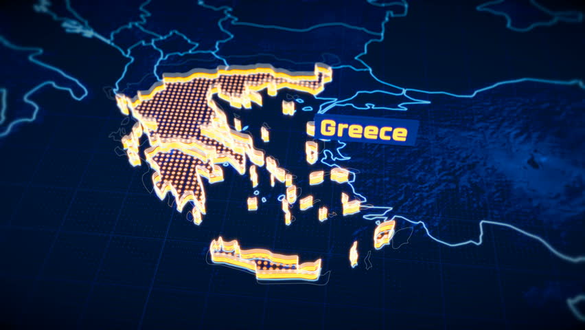 Greece country border 3D visualization, modern map outline, travel