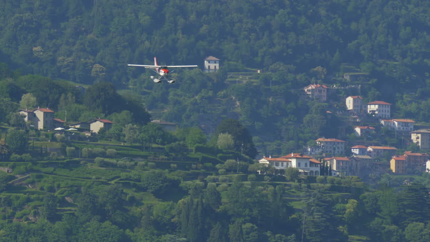 Floatplane landed on Lake Como in Italy