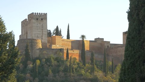 Granada, Spain - April, 2017: The Alcazaba of Al Alhambra, Granada.