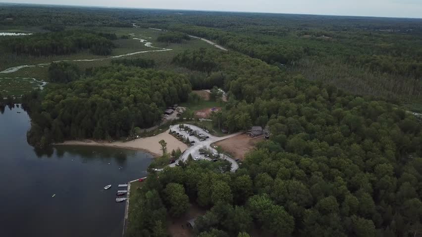 Aerial view of silver lake campground in Ontario Canada