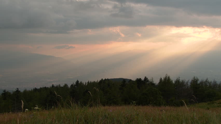 Utsukushi plateau (Utsukoshigahara) on sunset in Nagano prefecture, Japan. 