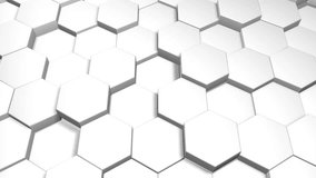 Abstract Hexagon Geometric Surface Loop, Front View: light bright clean minimal hexagonal grid pattern, waving motion background canvas in white and grey colors. Seamless loop 4K UHD FullHD. - Powered by Shutterstock - Get 15% off with code: PIKWIZARD15