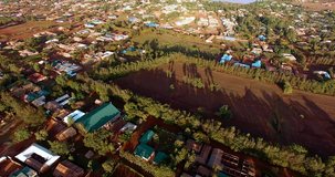 Aerial clip of Karatu town and some of his houses.