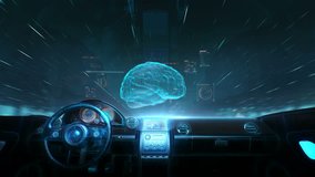 Inside of Future hybrid cars, Rotating digital brain shape, artificial intelligence. 4k movie. 1. - Powered by Shutterstock - Get 15% off with code: PIKWIZARD15