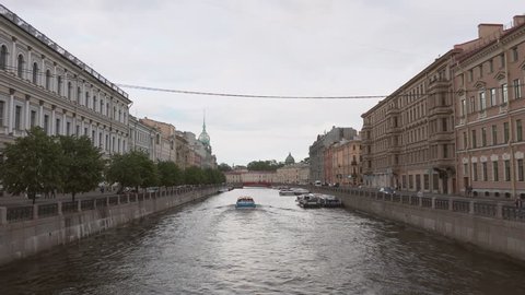 Timelapse of the Fontanka River from the Blue Bridge in Saint Petersburg