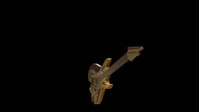 3D Steampunk guitar animation. Perfect 3D model animation in 4K for stage design, movies, music TV shows, intro, news, commercials, retro, fantasy and steampunk related projects. Includes ALPHA MATTE.