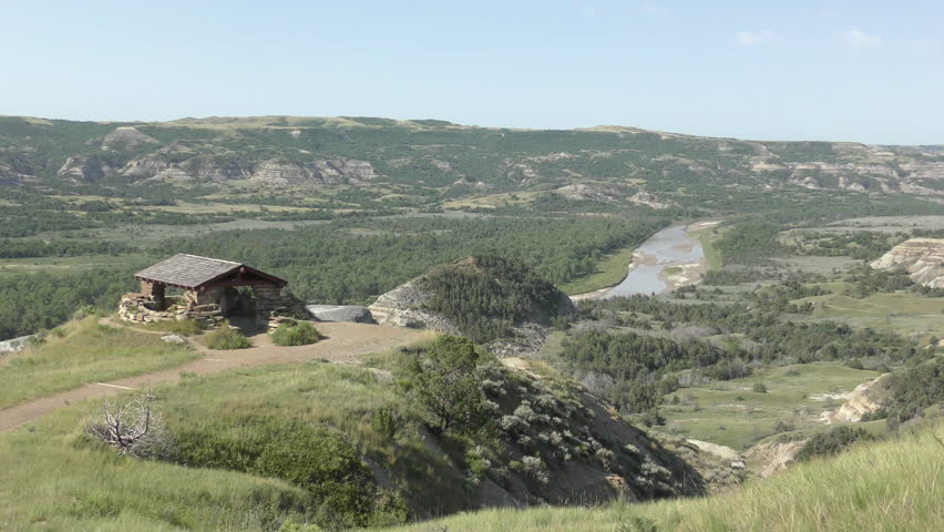 Badlands in Summer Old Building Cabin in North Dakota
