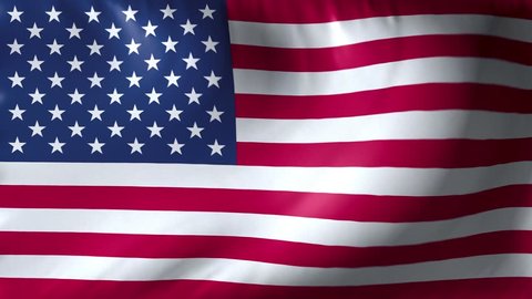 National flag of USA. Seamless looping 4k full realistic american flag waving against background.