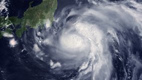 Typhoon Shanshan moves to Japan's Coast, cat 4, 90 mph, Aug. 8, 2018 - 4K
Some of the video elements are public domain NOAA/NASA imagery: it is requested by NOAA/NASA that you credit when possible