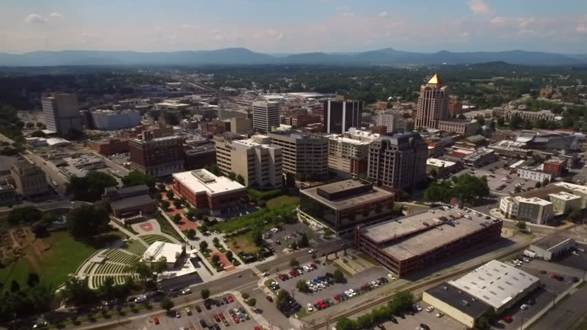 Slow tracking shot of the Roanoke Skyline