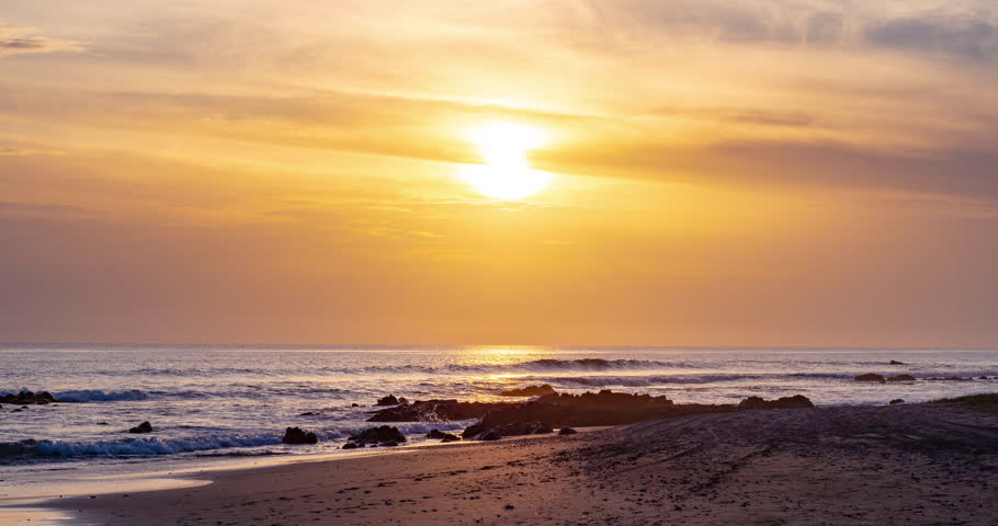 colorful sunset on the beach time lapse 