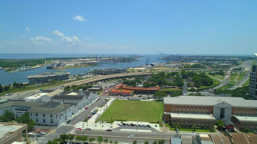 Aerial footage Port Mobile Alabama