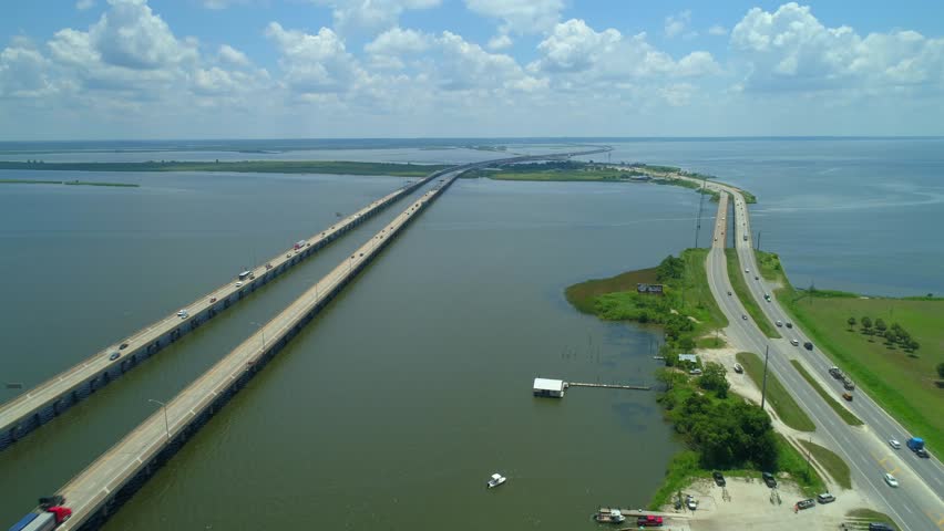 Aerial video of I10 and Battleship Parkway Mobile Alabama