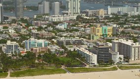 Aerial Miami Beach coastal scene and sand