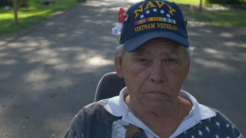 Close up of a disabled Navy veteran
