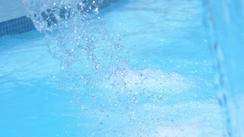 Flowing water in the swimming pool in slow motion 180fps
