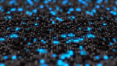Black blue hexadecimal big data digital code futuristic information technology computer generated seamless loop animation tracking shot