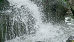 Waterfall close up. video Slow motion
