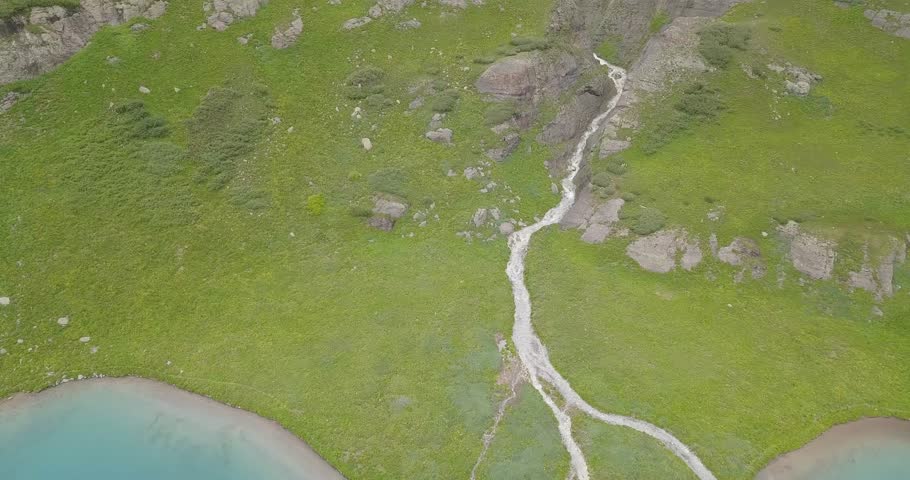 Overhead view of an alpine lake in the Rocky Mountains of southern Colorado