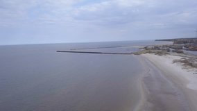 Harbor Roja Latvia Aerial view of countryside drone top view 4K UHD video