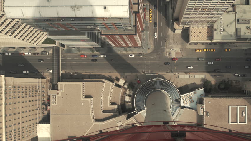 Timelapse Overlook of downtown street from Tower, Calgary, Alberta, Canada - Sunny