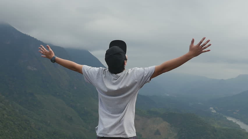 Freedom Young Man On Mountain
