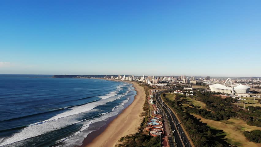 Looking back on the Durban main beach front, Durban, South Africa