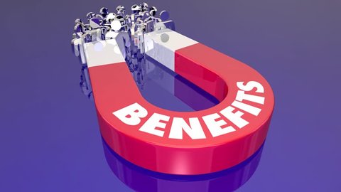Benefits Perks Features Compensation Magnet Pulling People 3d Animation