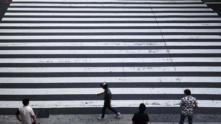 Many people crossing, Osaka in Japan