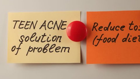 The words, characterizing the solution of problem of acne in adolescents, presentation