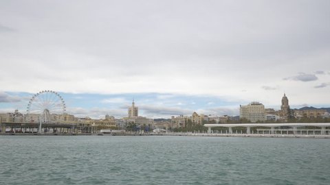 Malaga, Spain - April, 2017: The city of Malaga seen from the sea
