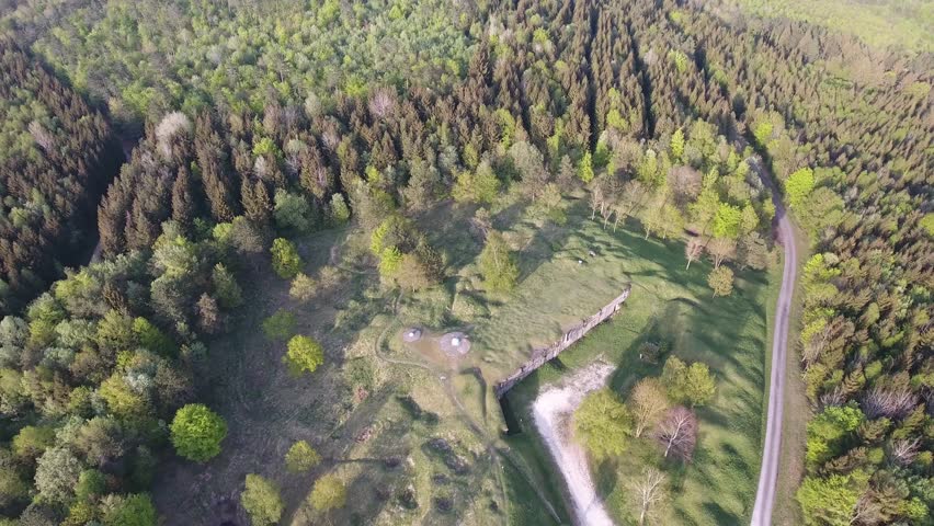Ouvrage de Froideterre by drone. Verdun. Lorraine, France. Sunset time.