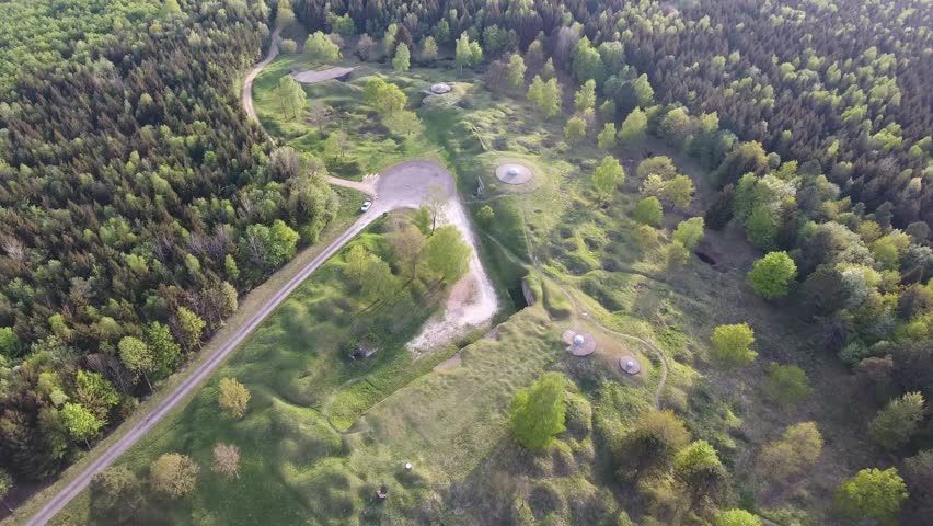 Ouvrage de Froideterre by drone. Major fort during WW1. Verdun, Lorraine, France.