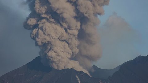 4K Time lapse of Sakurajima Volcano Erupts Ash Cloud - Volcanic ash erupts from Sakurajima volcano in Kyushu, Japan 