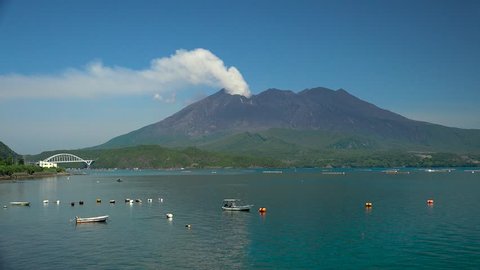 Sakurajima Volcano Erupts Ash Cloud - Volcanic ash erupts from Sakurajima volcano in Kyushu, Japan 
