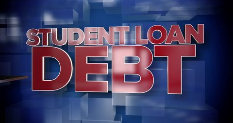 A red and blue dynamic 3D Student Loan Debt title page background animation.  	