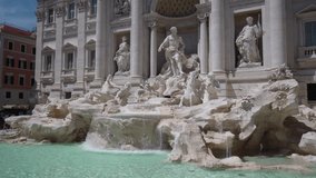 Famous Trevi Fountain in Rome Italy. Baroque sculptures of Fontana di Trevi in Rome