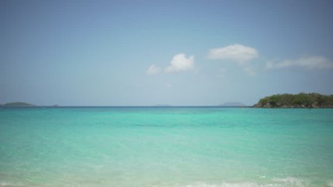 Empty shot of the Caribbean ocean with blue waters for green screen or chroma key. Out focus or defocused background plate for compositing or keying.