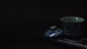 Chinese tea,Pouring Healthy Tea,Video Footage on black backgrond.