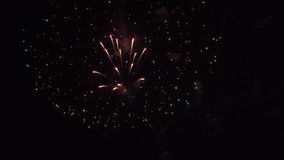 Beautiful fireworks on a black sky stock footage video