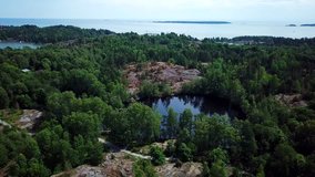 Vallisaari and Suomenlinna Island  aerial video - beautiful island near Helsinki during summertime