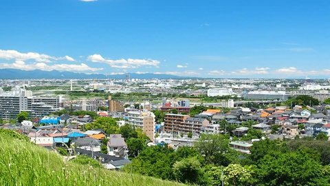 Tokyo, Japan: Viewing the residential area in Tokyo suburb from the hilltop