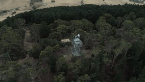 Aerial 4 Footage of Signal Tower on Hilltop Surrounded by Forest