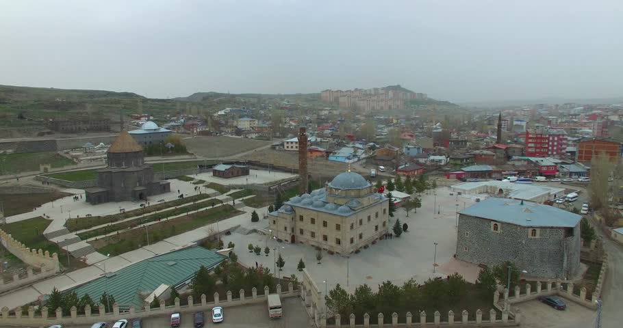 Aerial view of Kars Cathedral in Kars, Turkey