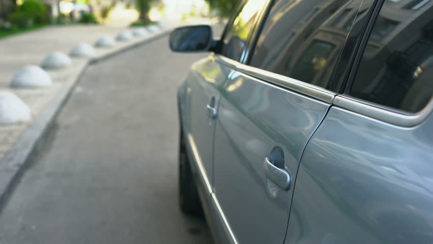 Driver opening car door to young respectable oligarch, professional chauffeur