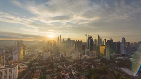 Time lapse: Kuala Lumpur city view during dusk overlooking the city skyline and national landmarks. Prores Full HD 1080p.
