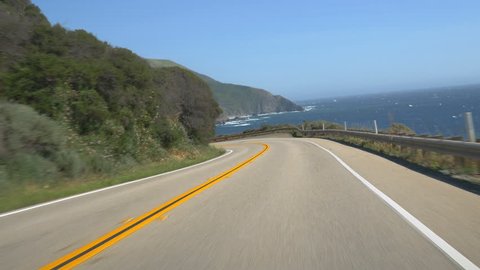Driving Cabrillo Highway along the Big Sur, California coast.