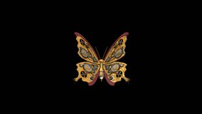 3D Steampunk Butterfly Flying animation. ALPHA MATTE. Best 3D model animations in 4K for stage design, clubs, movies, TV shows, intro, news, commercials, fantasy and steampunk related projects. - Powered by Shutterstock - Get 15% off with code: PIKWIZARD15
