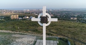 Closeup view on Worship Cross near Anapa city, Black sea, Russia