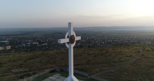 Round panorama video of Worship Cross near Anapa city, Black sea, Russia
